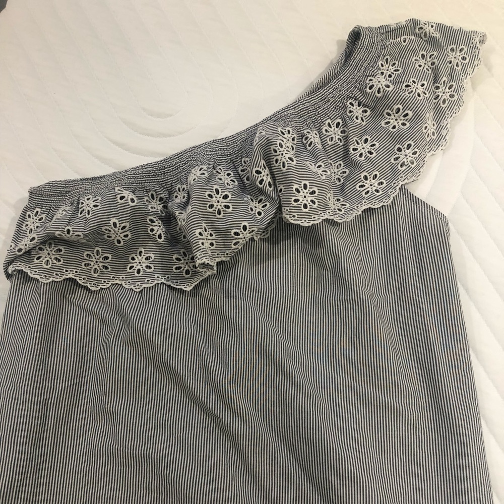 One shoulder stripped/flower dress